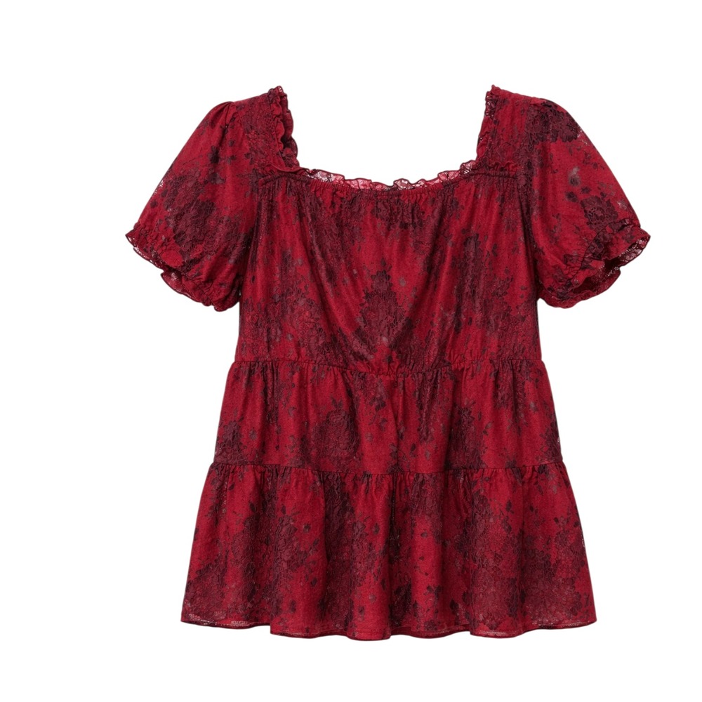 NWT Torrid Whimsigoth Coquette Babydoll Lace Top Women Size 2X Dark Romantic